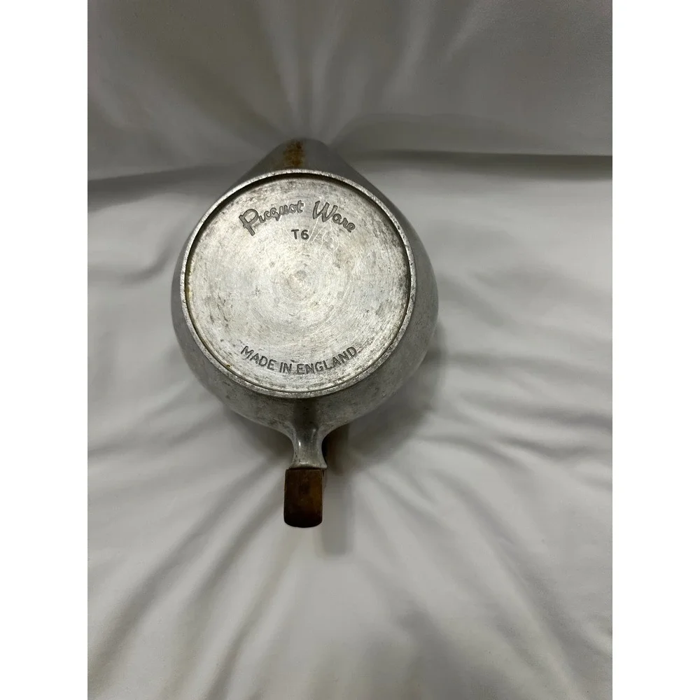 Vintage Picqout Ware Teapot Stainless Wood Handle Mid‎ Century